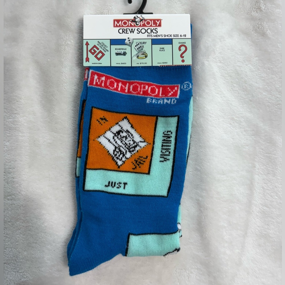 Monopoly Crew Socks size 6-12 NEW